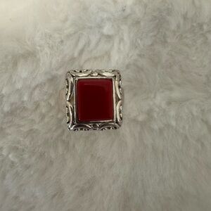 Silver Ring with Red Stone